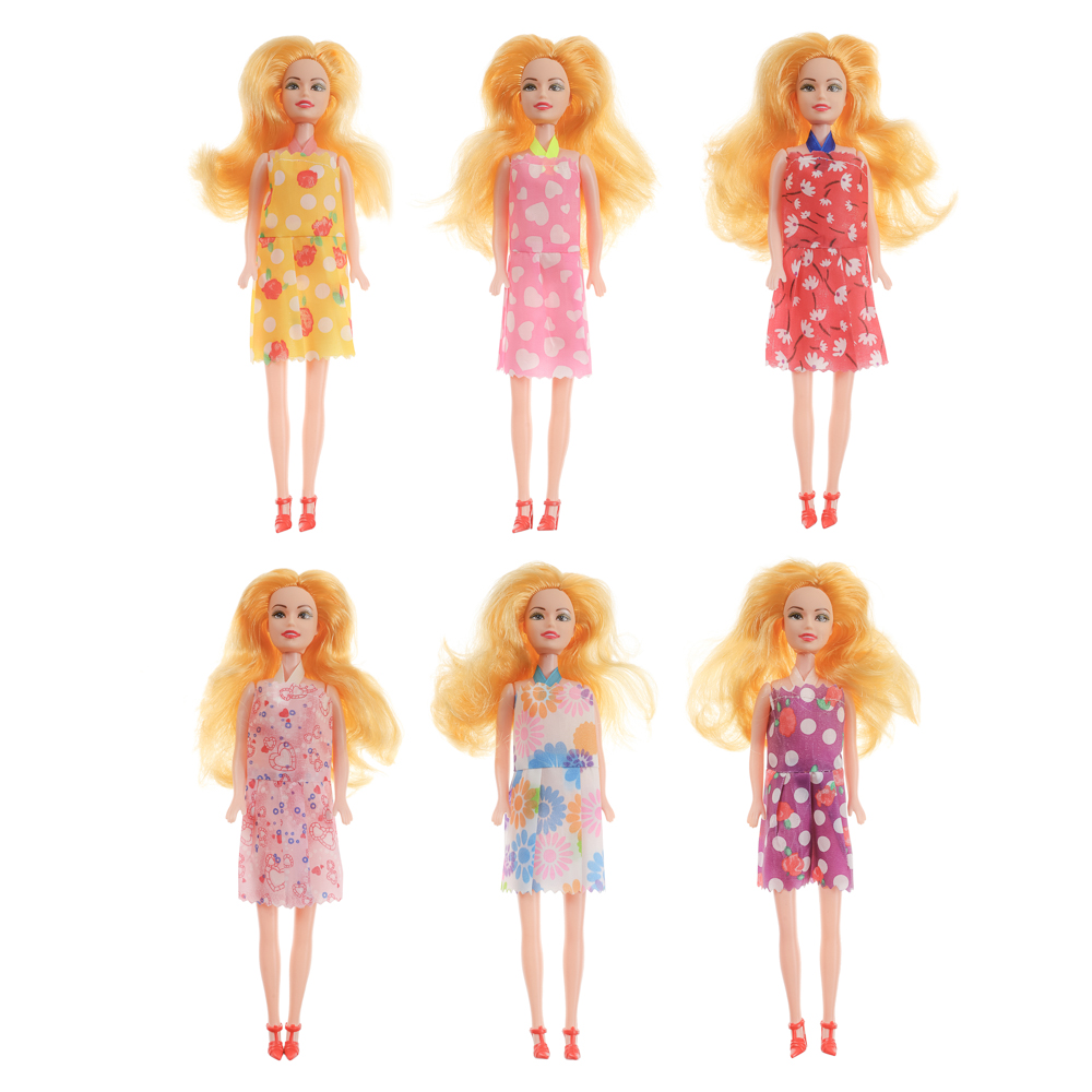 ИГРОЛЕНД Кукла в платье, 29 см, PP, PVC, 10,5х4х35,5 см, 6 дизайнов, арт.№ 436-147