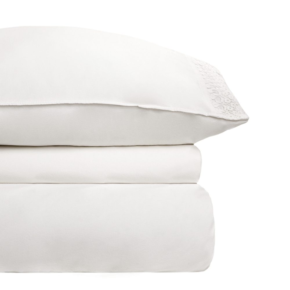 BY COLLECTION Комплект постельного белья с кружевом евро, 100% хлопок, белый, арт.№ 421-291