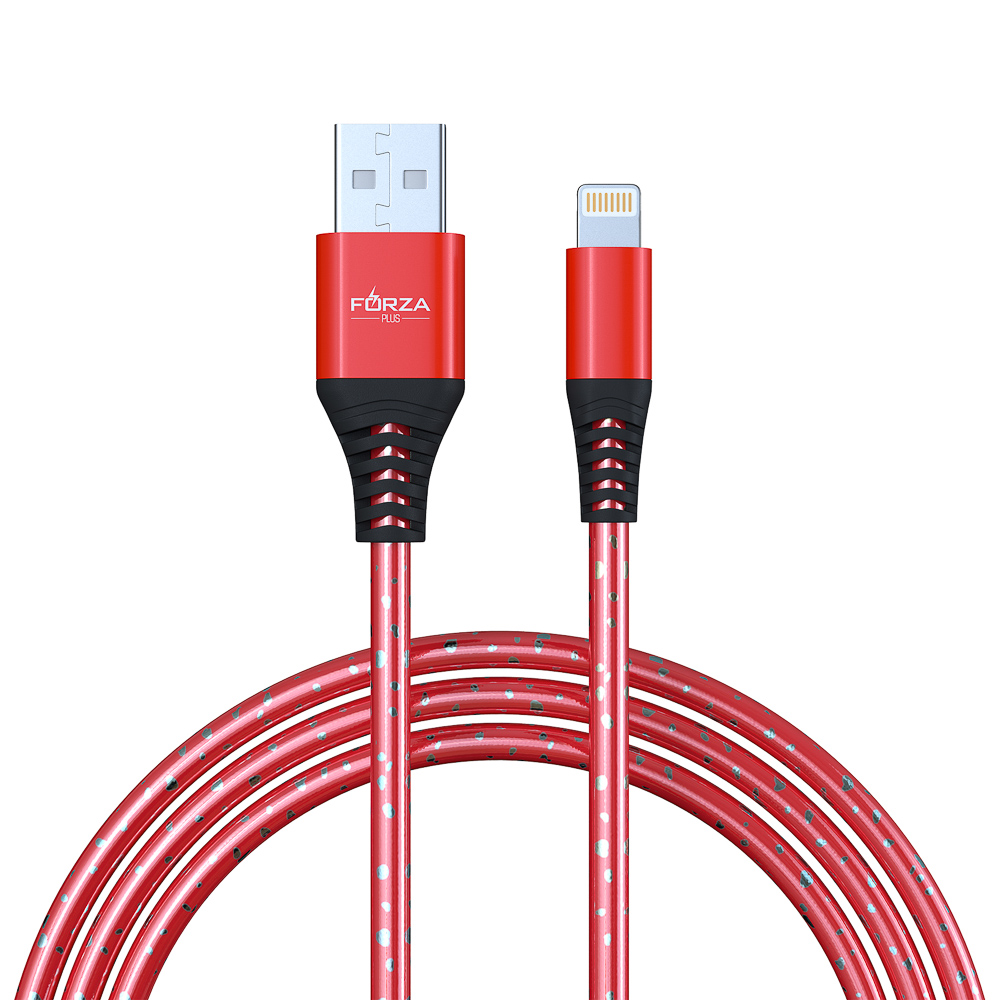 Кабель для зарядки USB(A)-iP FORZA Звёздное небо, 1м, 2А, 4 цвета, пакет, арт.№ 916-225