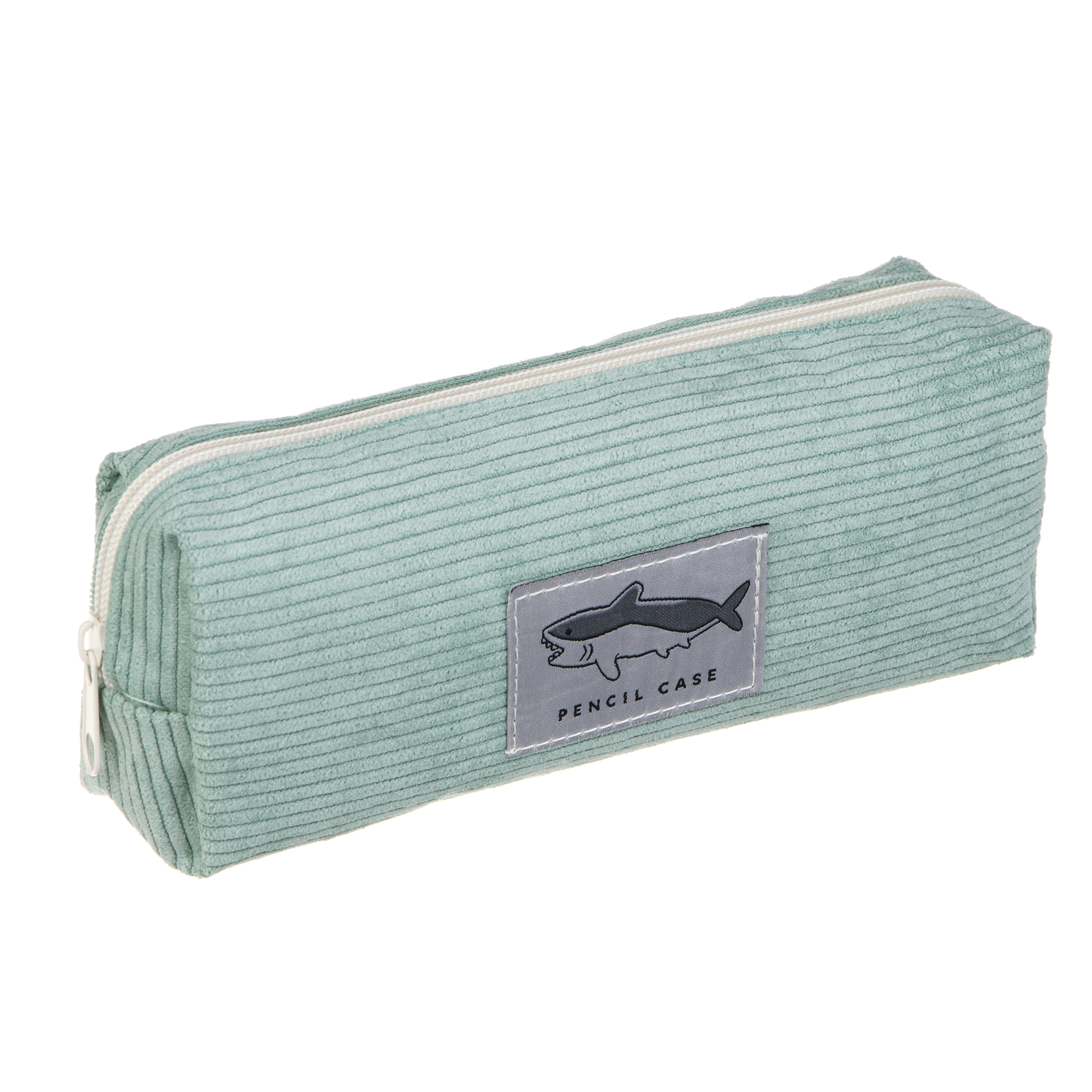 Пенал школьный прямоугольный 19,5х7х4,5 см, 1 отделение на молнии, нашивка, ПЭ под вельвет, 3 цвета, арт.№ 541-006