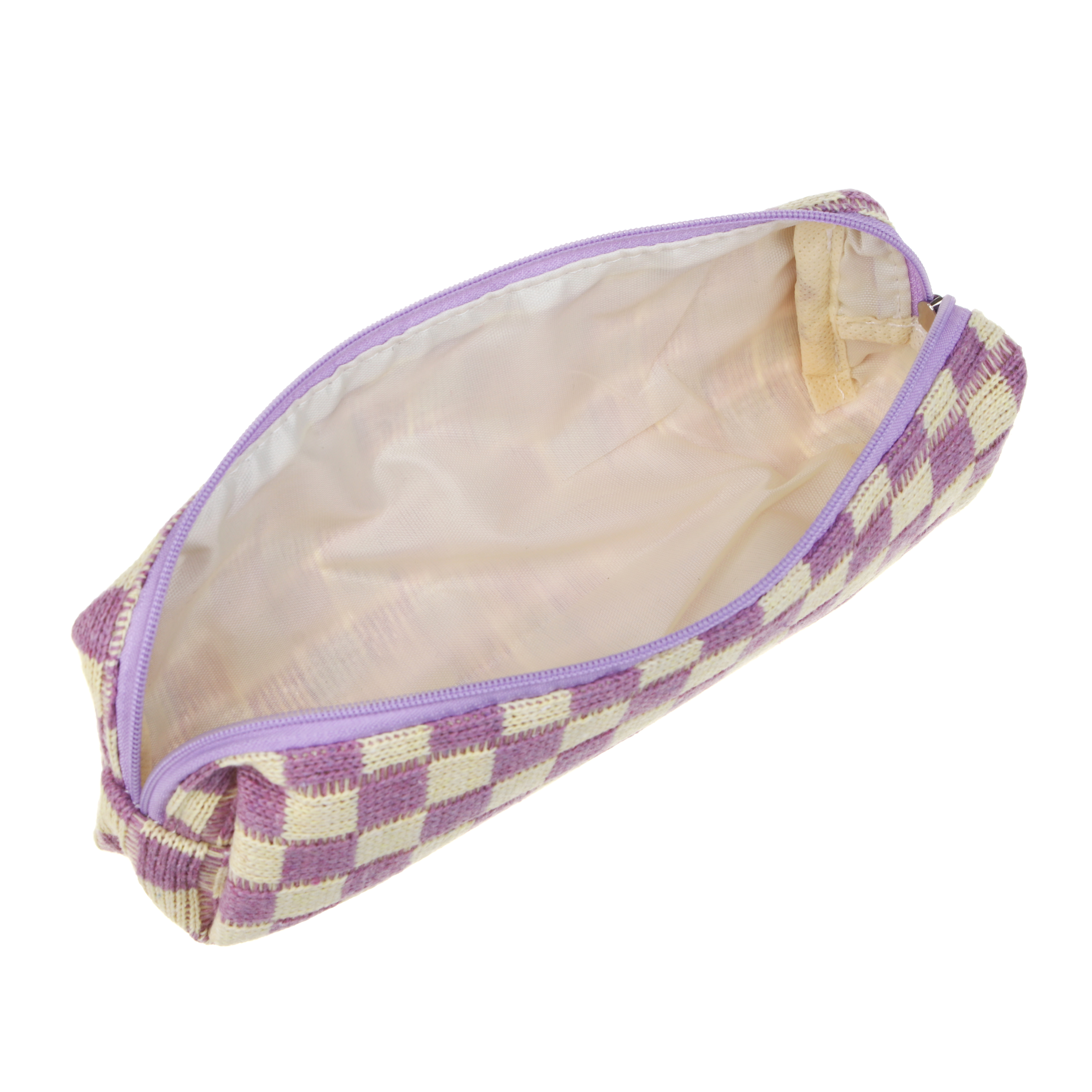 Пенал школьный прямоугольный 20х5,5х5 см, 1 отделение на молнии, нашивка, полиэстер под вязаную ткань, принт "клетка", 3 цвета, арт.№ 541-008