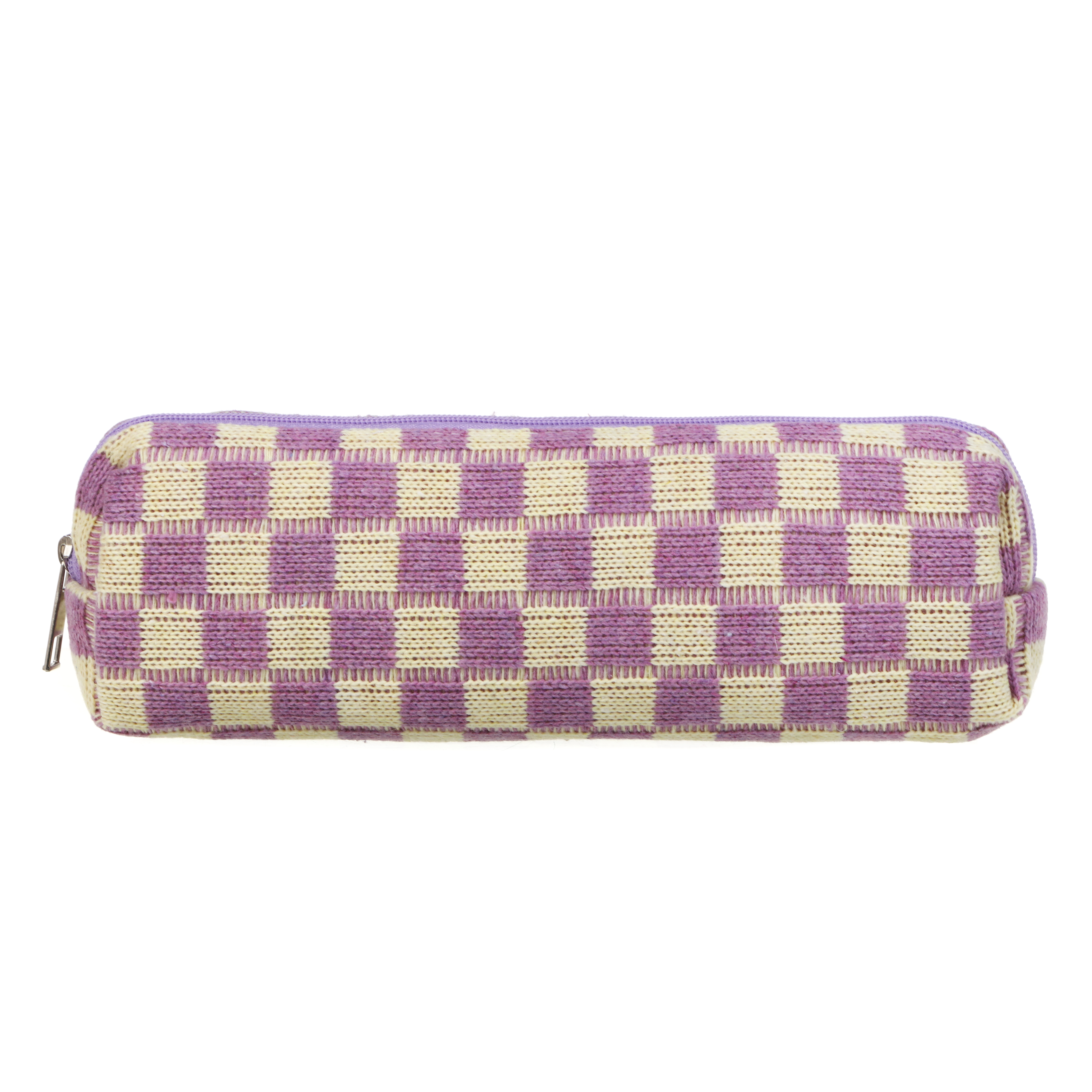 Пенал школьный прямоугольный 20х5,5х5 см, 1 отделение на молнии, нашивка, полиэстер под вязаную ткань, принт "клетка", 3 цвета, арт.№ 541-008