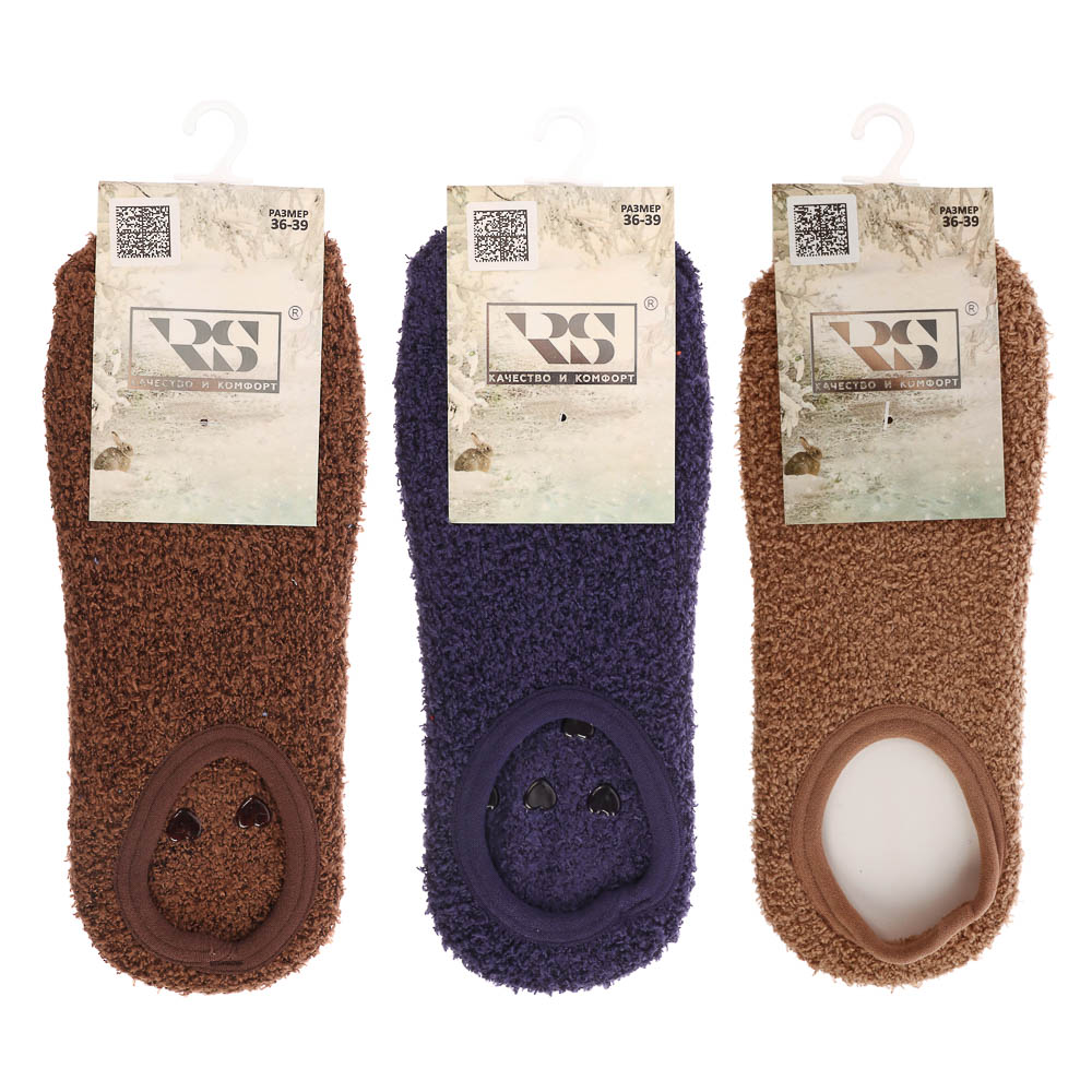Носки укороченные с нескользящей подошвой, тм RS, 98% полиэстер, 2% спандекс, р. 36-39, RSC1-3, арт.№ 019-518
