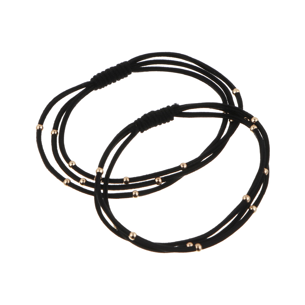 Резинки узкие тройные 2 шт с металлическими бусинами ЮНИLOOK, 5 см, черный, текстиль, арт.№ 322-331