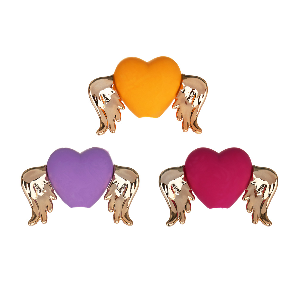 Ластик-топпер в форме сердечка с крыльями, 3 цвета, ТПР, АБС пластик, 5х3,5х1,5 см, арт.№ 607-035