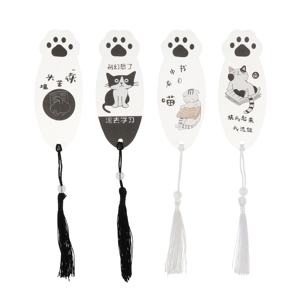 Закладки пластиковые фигурные с кисточкой, уп. 23х7см, 4 дизайна, арт.№ 557-140