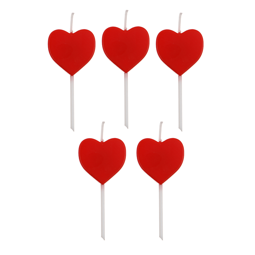Набор свечей для торта тм Fntastic, 7x2,7 см, форма сердца, парафин, арт.№ 506-281
