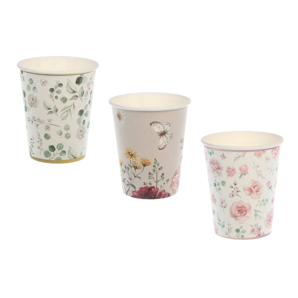 Набор стаканов бумажных "Цветы" тм Fntastic, 250 мл, 6 шт, 3 вида, арт.№ 530-496
