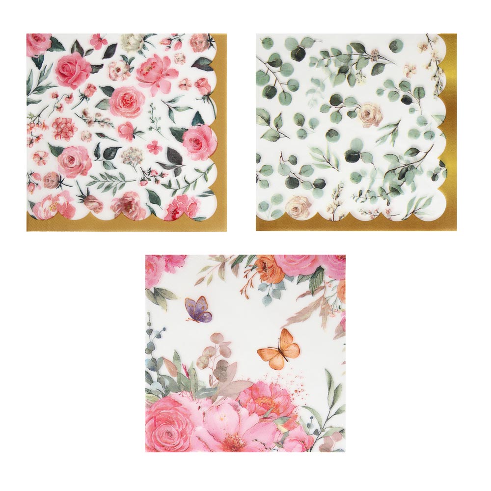 Набор салфеток бумажных "Цветы" тм Fntastic, 33х33 см, 12 шт, 3 вида, арт.№ 530-497