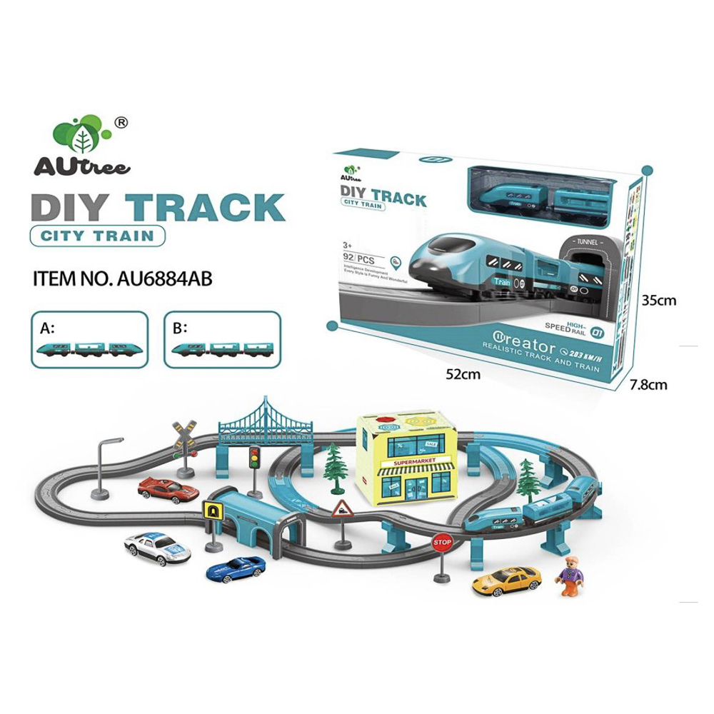 Железная дорога "Электро", свет, звук, магнитн.пути, от батареек, 4 маш., пластик, тм ИГРОЛЕНД, арт.№ 276-203