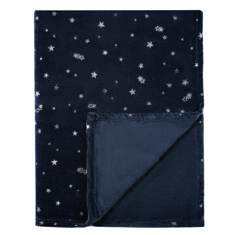 PROVANCE Ноэль Плед с фольгированным принтом, 130х170см, 100% полиэстер, синий, арт.№ 492-165