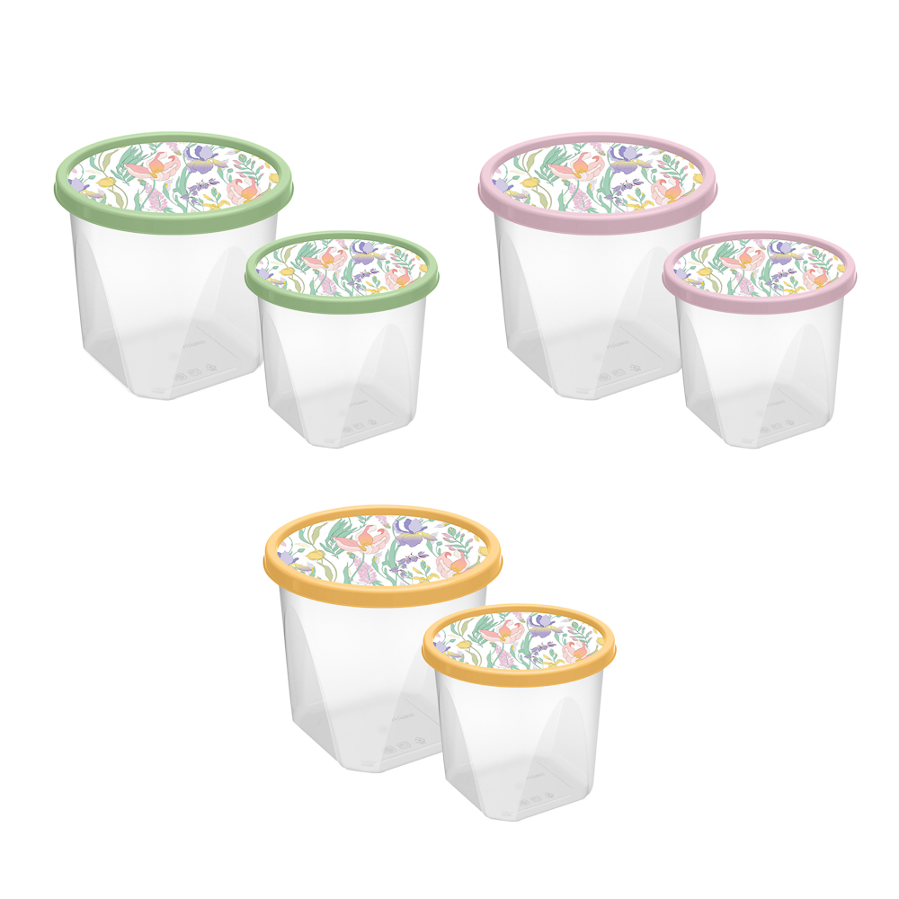 Ботаника Набор контейнеров круглых 0,6л+1,0л, пластик, 3 цвета, арт.№ 861-569