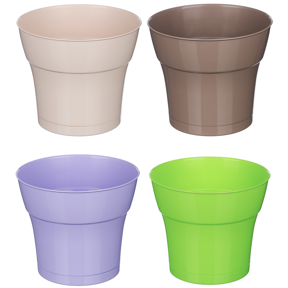 Кашпо Тоскана с поддоном 1,45л, пластик, 6 цветов, арт.№ 164-242