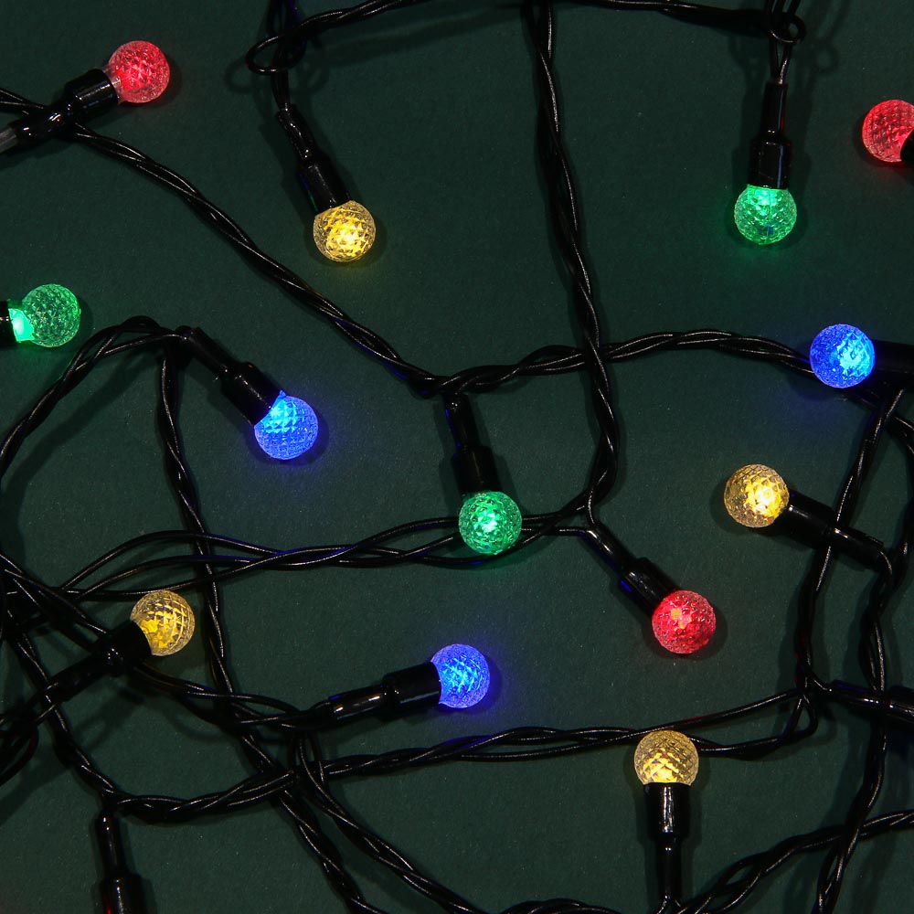 Гирлянда уличная вьюн с насадками "Шарики" 10 м СНОУ БУМ, 80 LED ламп, свечение мульти, 8 режимов, провод ПВХ черный, 220В, арт.№ 351-797