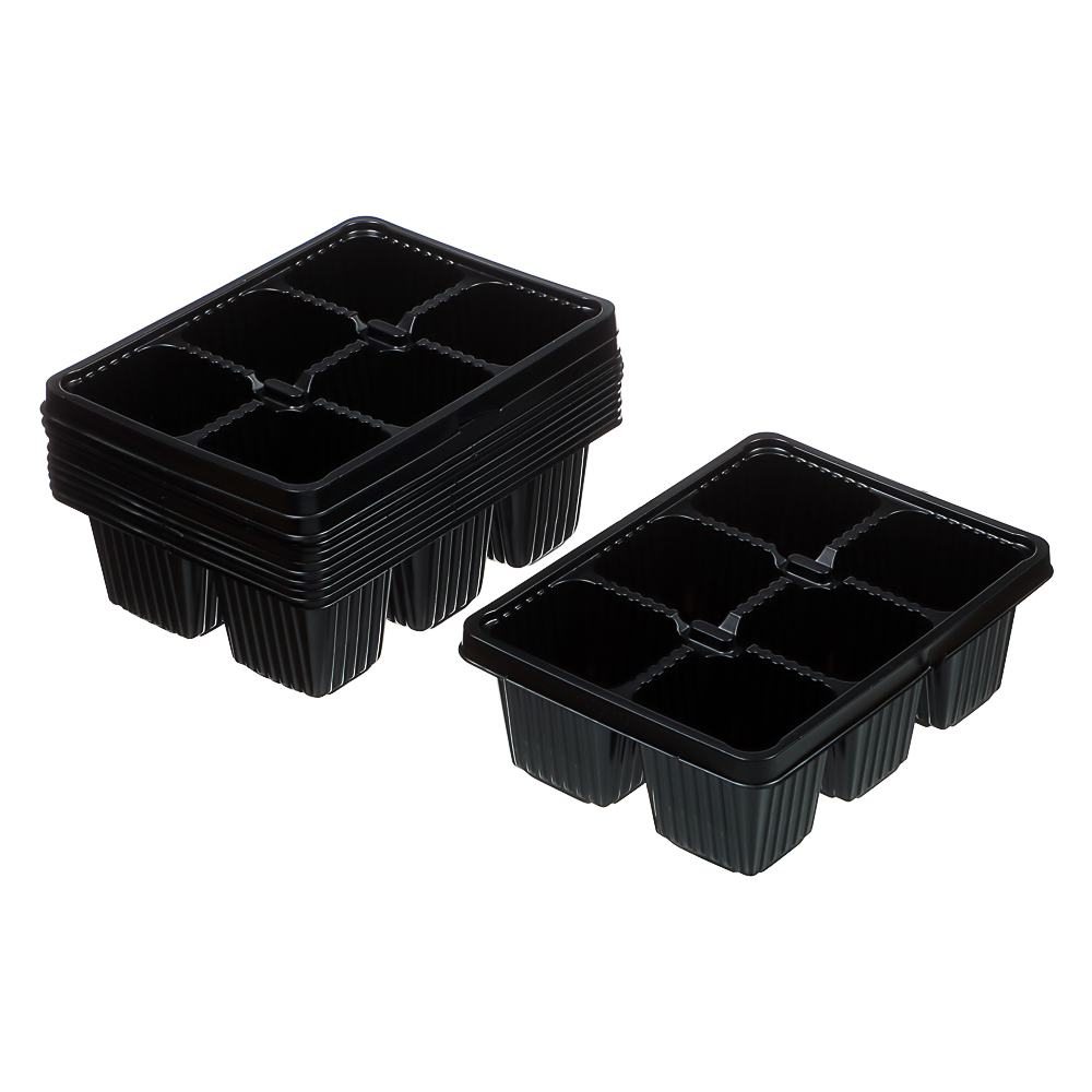 Мини-кассета рассадная 6 ячеек (уп.10 шт), черная, арт.№ 105-074