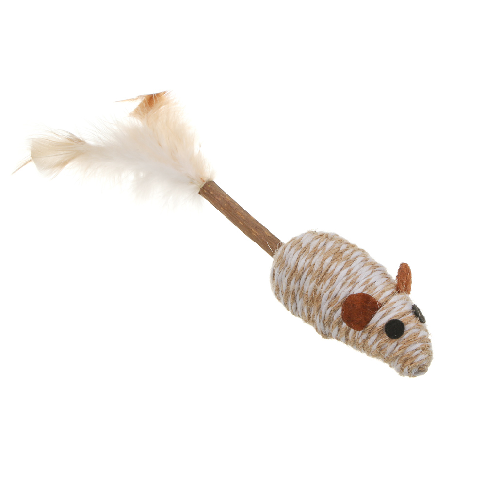 Игрушка для кошек тм VETTA, мышь с пером, п/э, дерево,18*6см, арт.№ 273-562