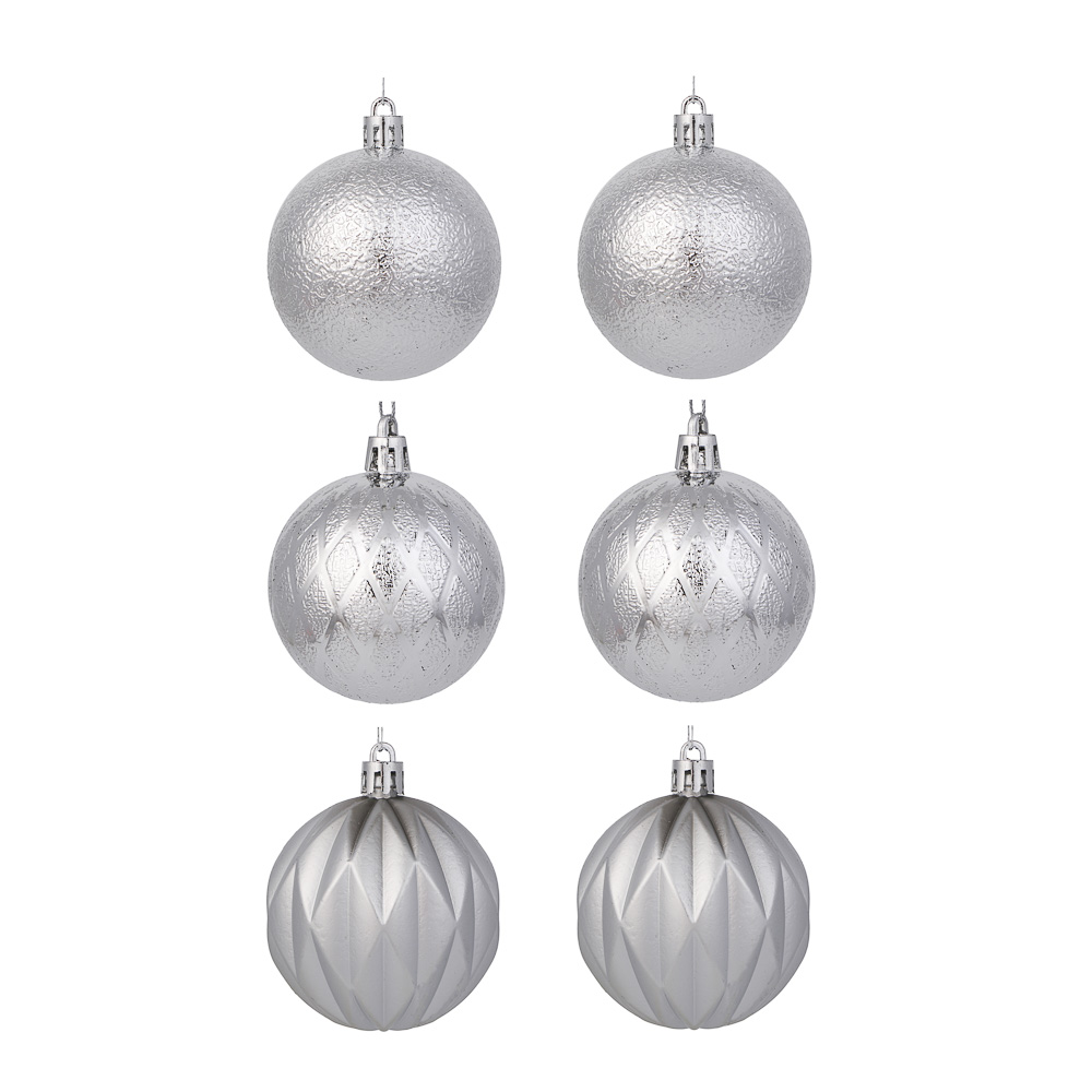 СНОУ БУМ Набор шаров 6 см, 6 шт, серебро, 26-128, арт.№ 373-558
