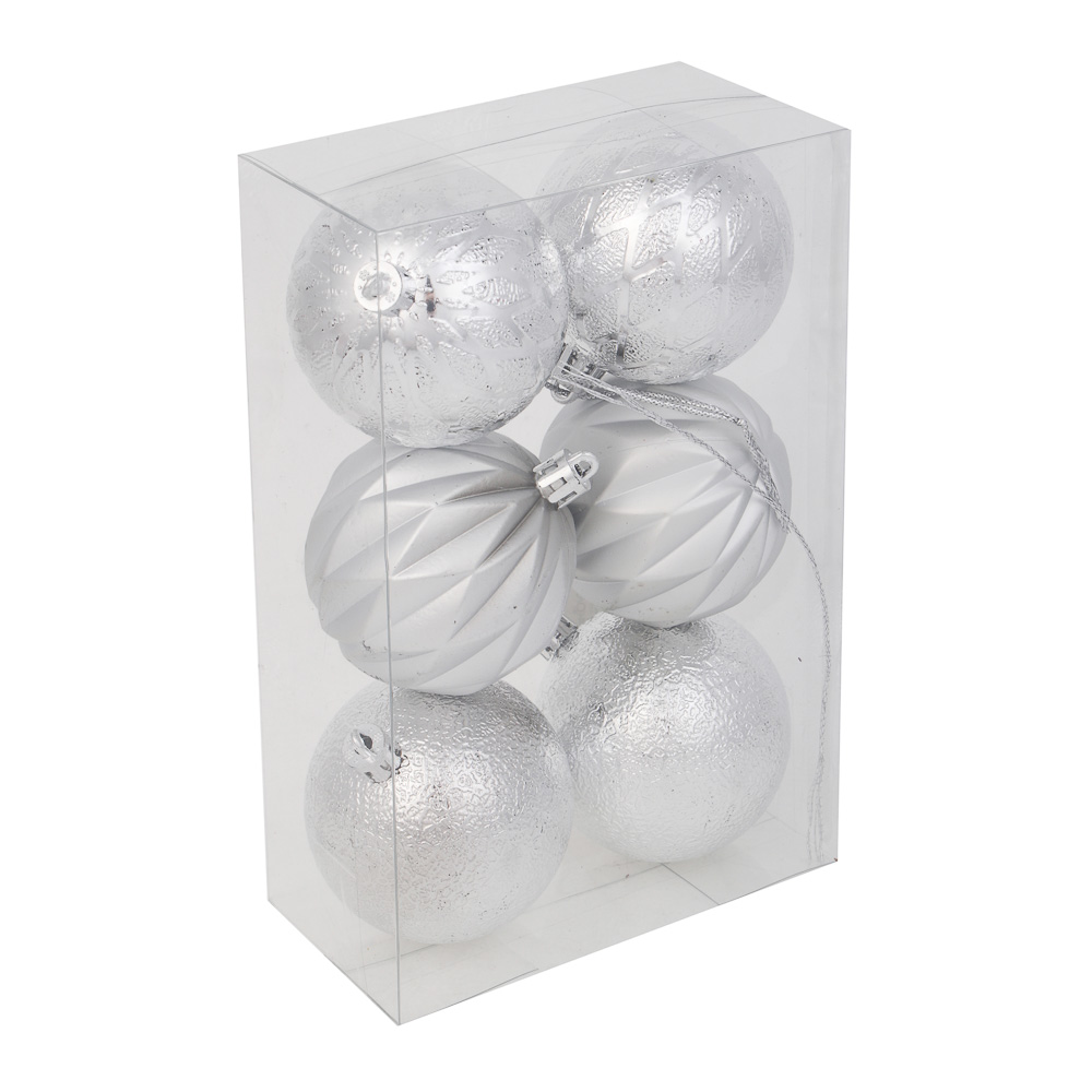 СНОУ БУМ Набор шаров 6 см, 6 шт, серебро, 26-128, арт.№ 373-558