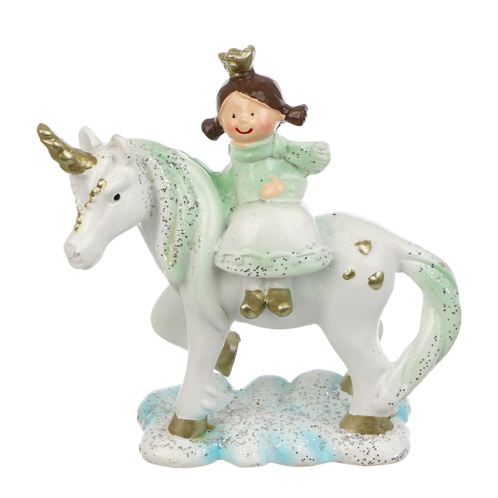 СНОУ БУМ Сувенир Девочка на лошадке полистоун 9x4x9,5 см, зеленый, арт.№ 398-844