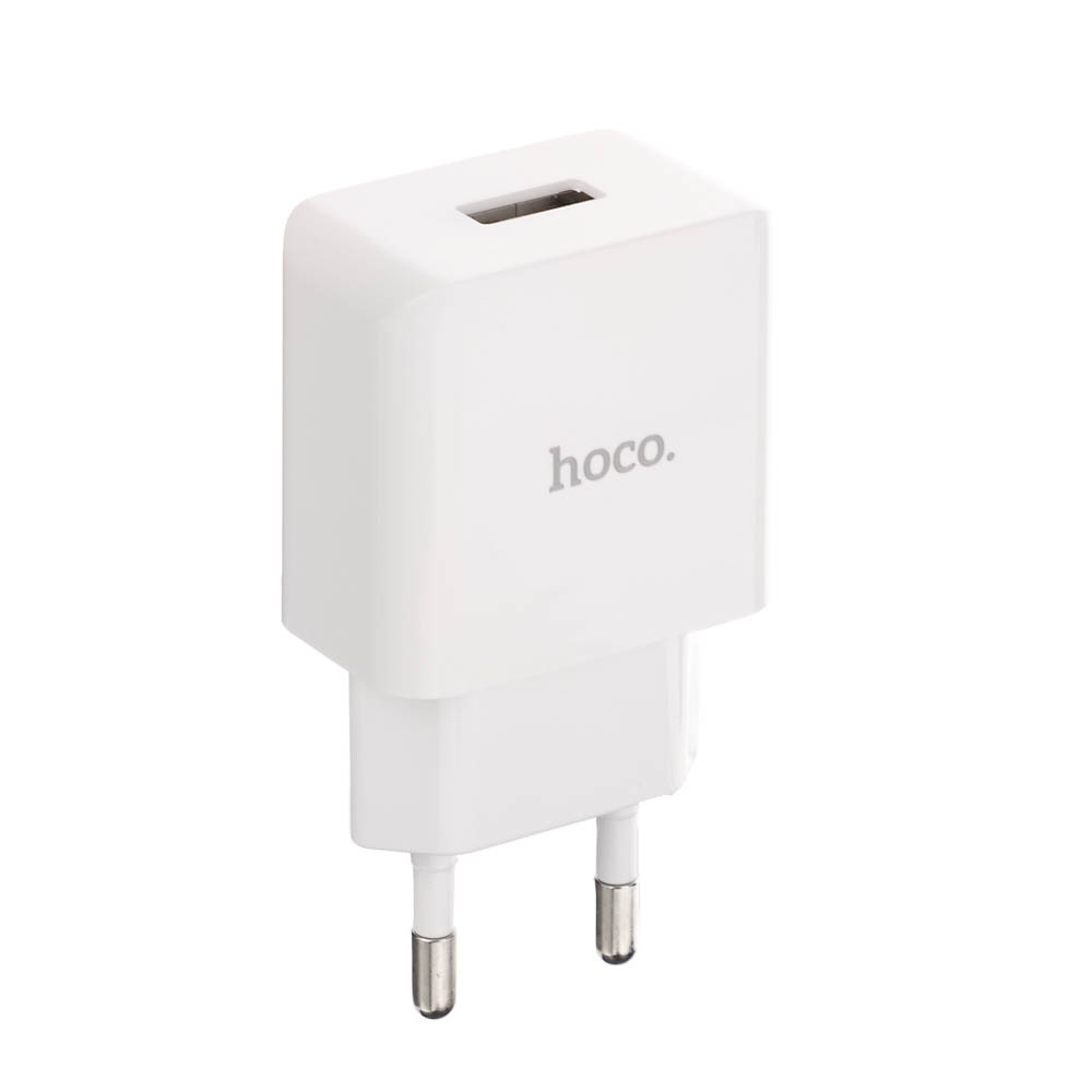 Сетевое зарядное устройство с кабелем hoco. модель C106A, USB-A 10.5Вт, каб Type-C 1м, цвет: белый, арт.№ 916-317