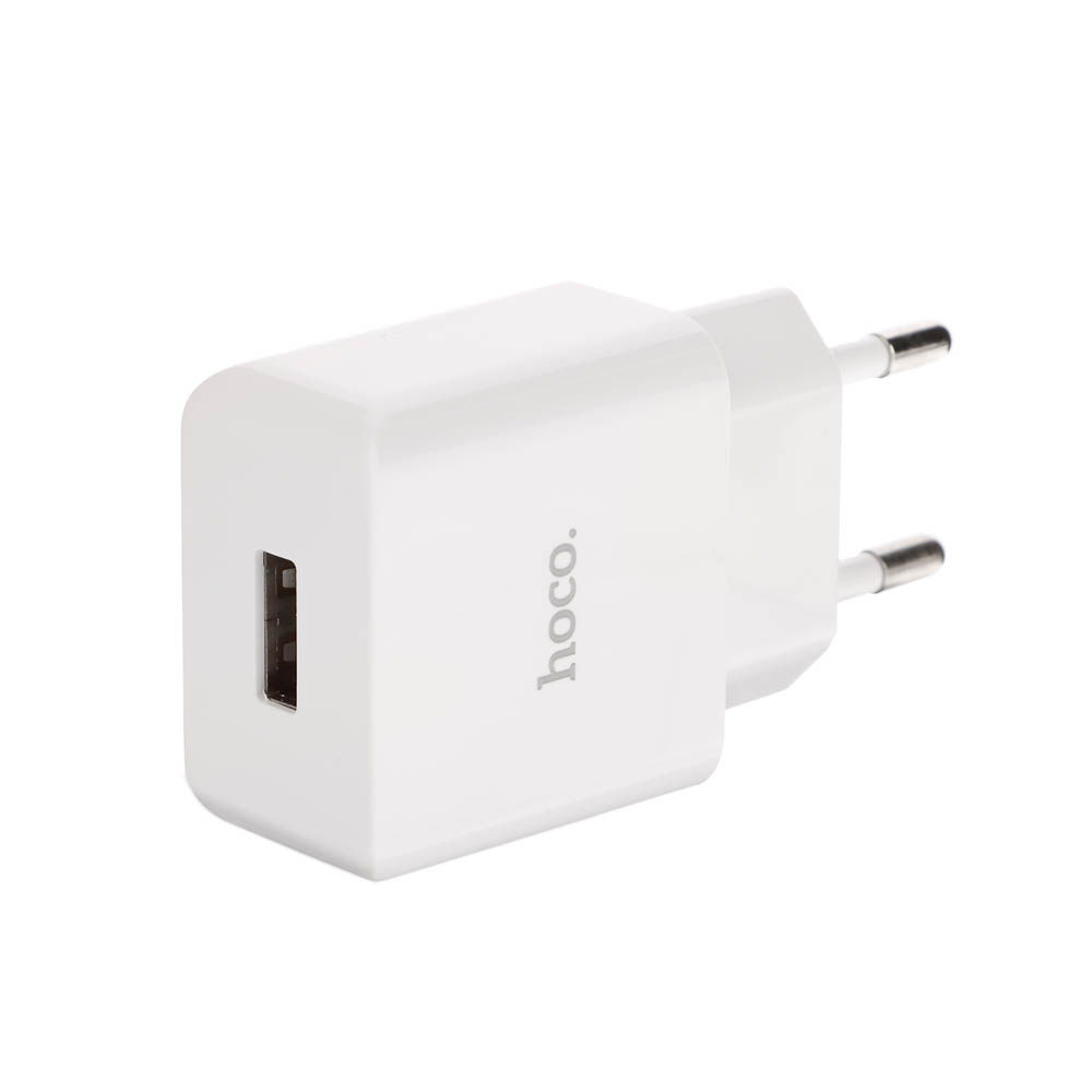 Сетевое зарядное устройство с кабелем hoco. модель C106A, USB-A 10.5Вт, каб Type-C 1м, цвет: белый, арт.№ 916-317