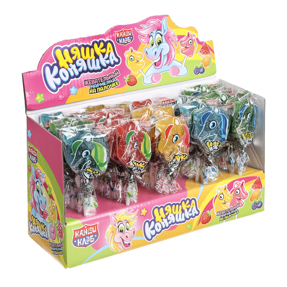 Жевательный мармелад на палочке "Няшка-Коняшка" со вкусом фруктов 13гр, арт.№ 347-514