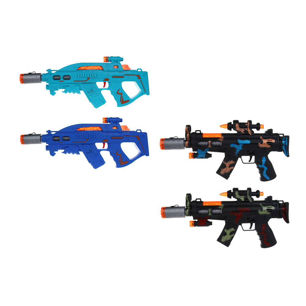 ИГРОЛЕНД Автомат "Маленький снайпер", свет, звук, дым, вибрация, 3АА, PP, 36х19х6,6 см, 4 дизайна, арт.№ 261-787