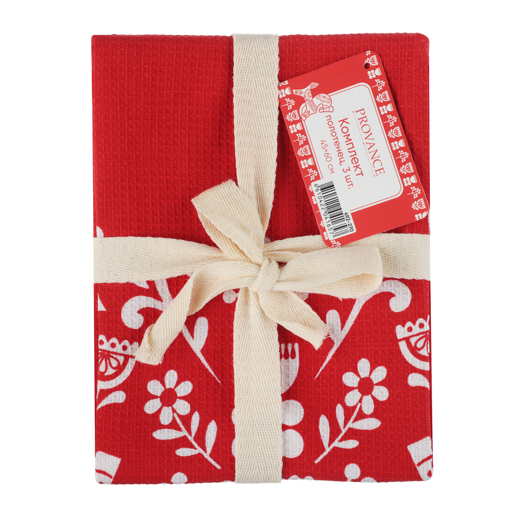 PROVANCE Красный конь Полотенце кухонное в наборе 3шт, 45х60см, 100% хлопок, арт.№ 492-270