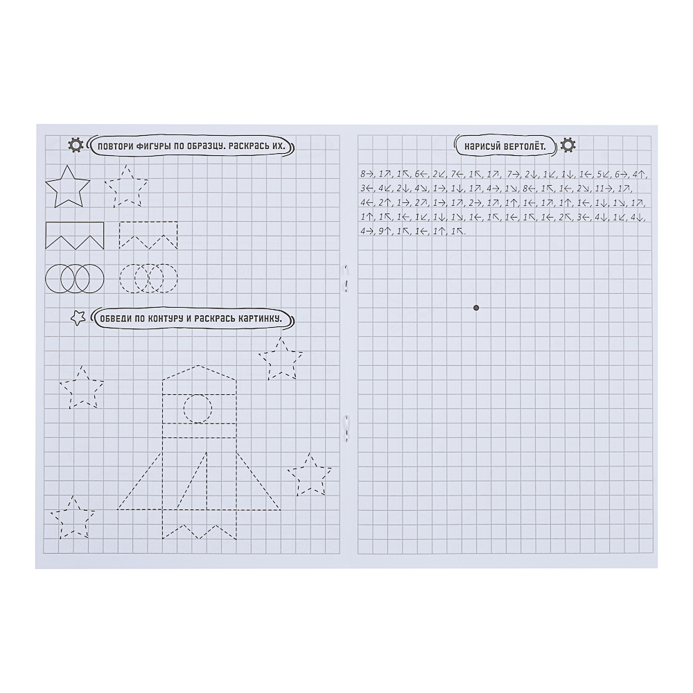 ПРОФ-ПРЕСС Книжка "Графические диктанты", 16,5x23,5см, 12 стр., 4 дизайна, арт.№ 876-094