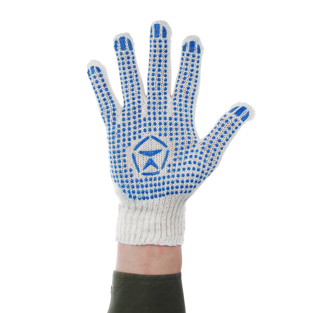 Перчатки вязаные ЭКСТРА х/б с ПВХ напылением "Точка" 4 нити, арт.№ 446-005