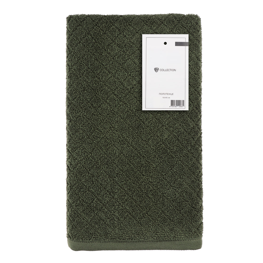 BY COLLECTION Полотенце махровое 50х90см, 100% хлопок, зеленый, арт.№ 484-051