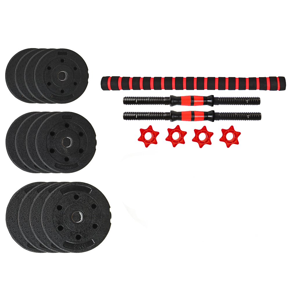 SILAPRO Набор силовой: 2 гантели,гриф,блины (1,25кг-4шт, 1,5кг-4шт,  2кг-4шт)20кг, цемент,пвх, металл арт. 089-009 купить в г. Чита - MPR-SHOP.RU