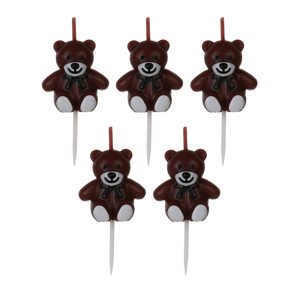 Набор свечей для торта тм Fntastic, 3 см, 5 шт, "Медвежата", парафин, арт.№ 506-283