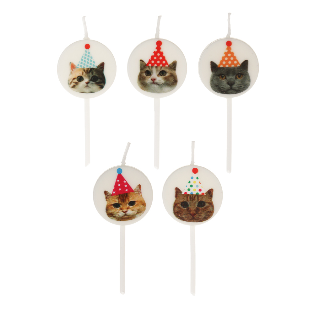 Набор свечей для торта тм Fntastic, 6,5 см, 5 шт, "Коты", парафин, арт.№ 506-285