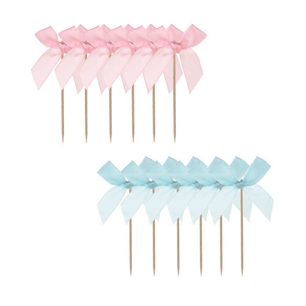 Набор шпажек "Бантики" тм Fntastic, 6 шт, дерево, полиэстер, 2 вида, арт.№ 349-620