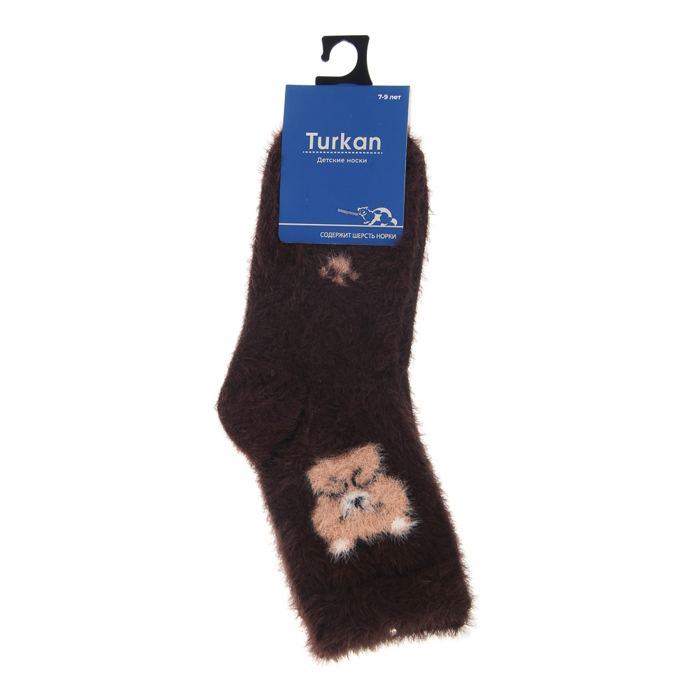 Носки детские с рисунком, тм TURKAN, 7-9 лет, 80% шерсть норки,15% п/а,5% лайкра, разноцветные,HB871, арт.№ 019-615
