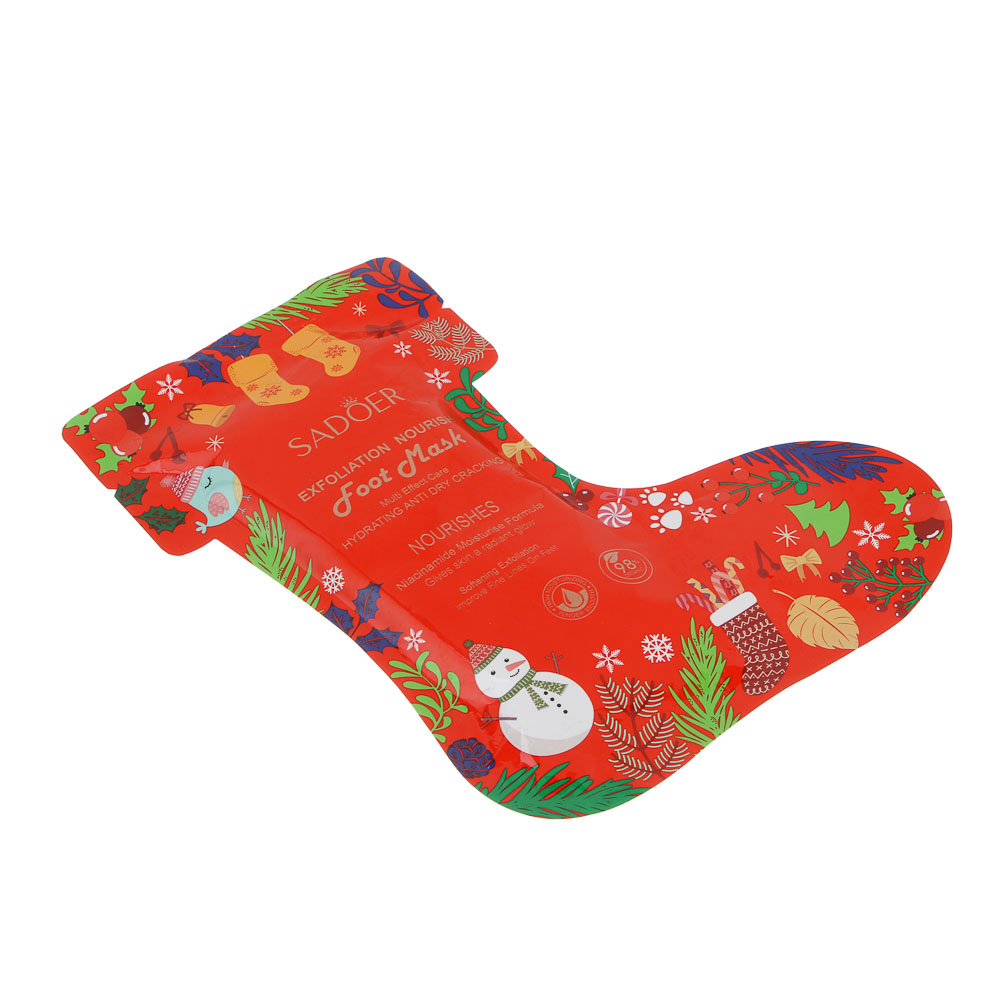 Маска-носочки для ног разглаживающая и отшелушивающая c ниацинамидом, тм SADOER Merry Xmas, 35 гр, арт.№ 022-176