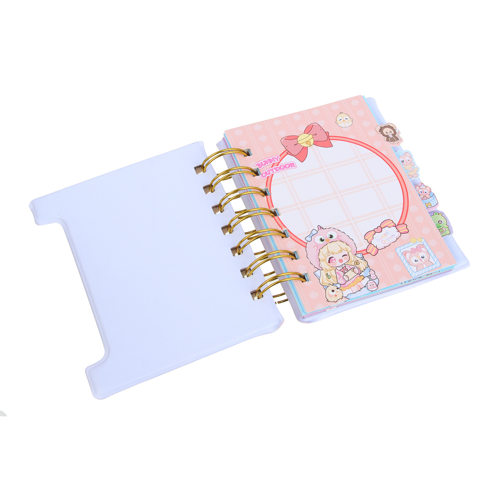 Записная книжка на спирали, с фигурной вырубкой, 9x11см, 60 л., обложка-мялка, 4 дизайна, Кавайи, арт.№ 574-068