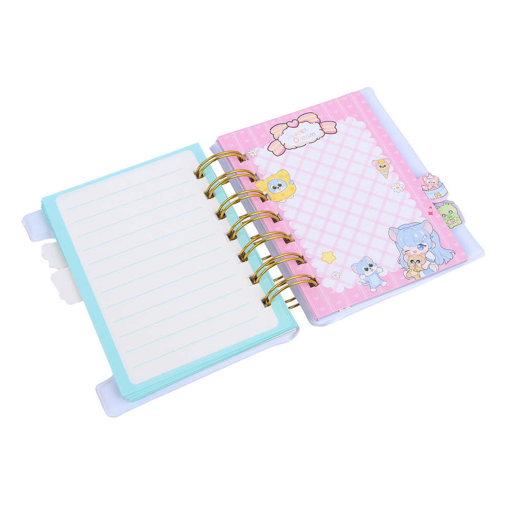 Записная книжка на спирали, с фигурной вырубкой, 9x11см, 60 л., обложка-мялка, 4 дизайна, Кавайи, арт.№ 574-068