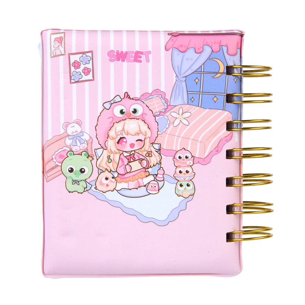 Записная книжка на спирали, с фигурной вырубкой, 9x11см, 60 л., обложка-мялка, 4 дизайна, Кавайи, арт.№ 574-068