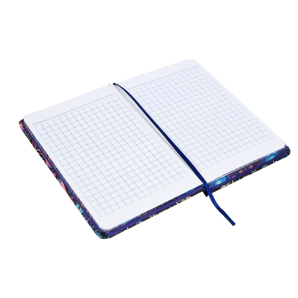 Записная книжка на резинке, А6, 9х14см, 80 л., цветной срез, закладка-лента, Единороги, 4 дизайна, арт.№ 574-070