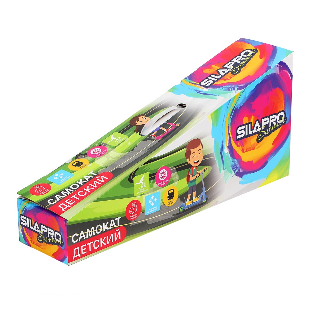 SILAPRO Самокат разборный 3-х колес. ( PVC 10см) алюминий, пластик, до 70кг, арт.№ 131-064