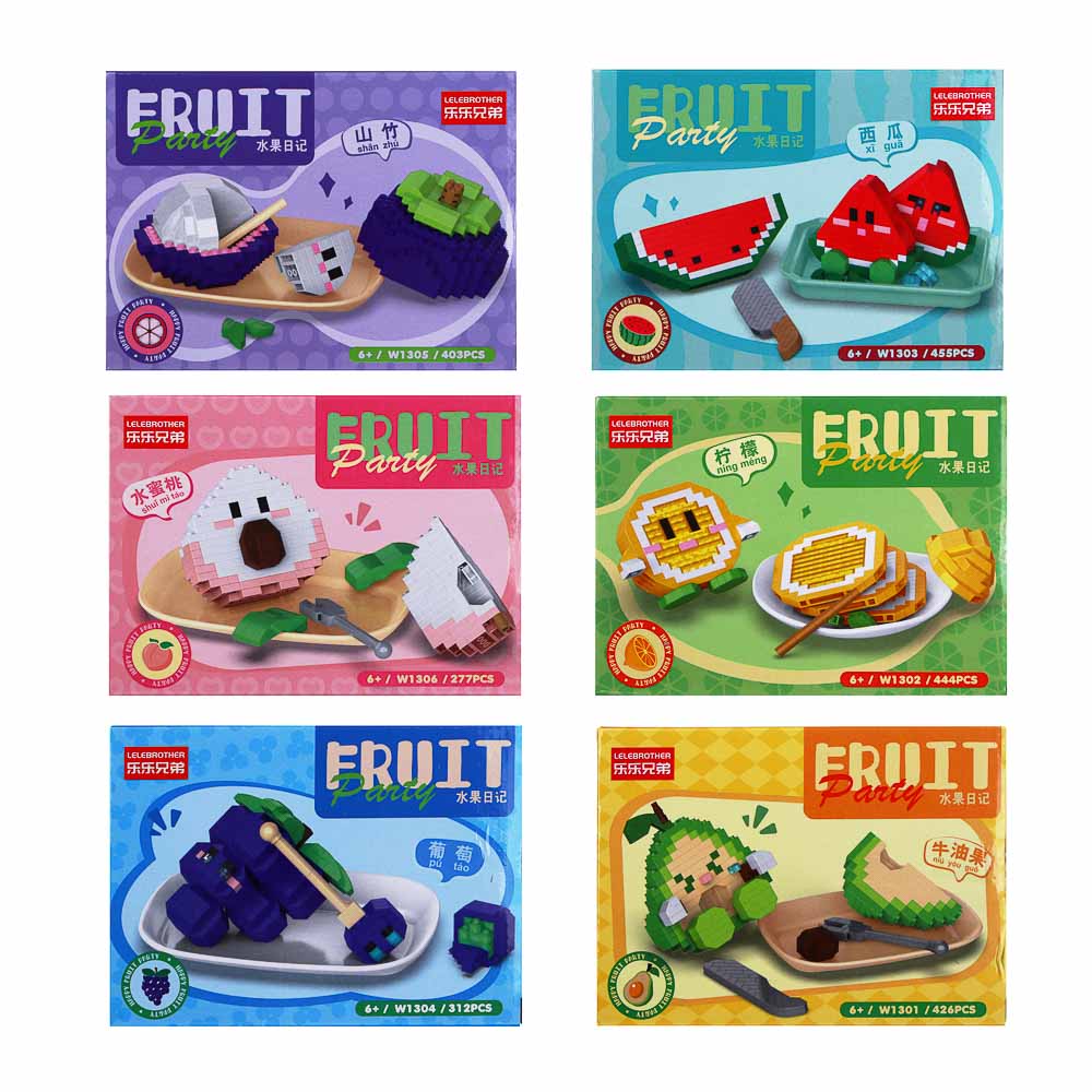 Конструктор мини 3D "Фруктики", ABS, 16х4,5х11,5см, 6 видов, арт.№ 858-071