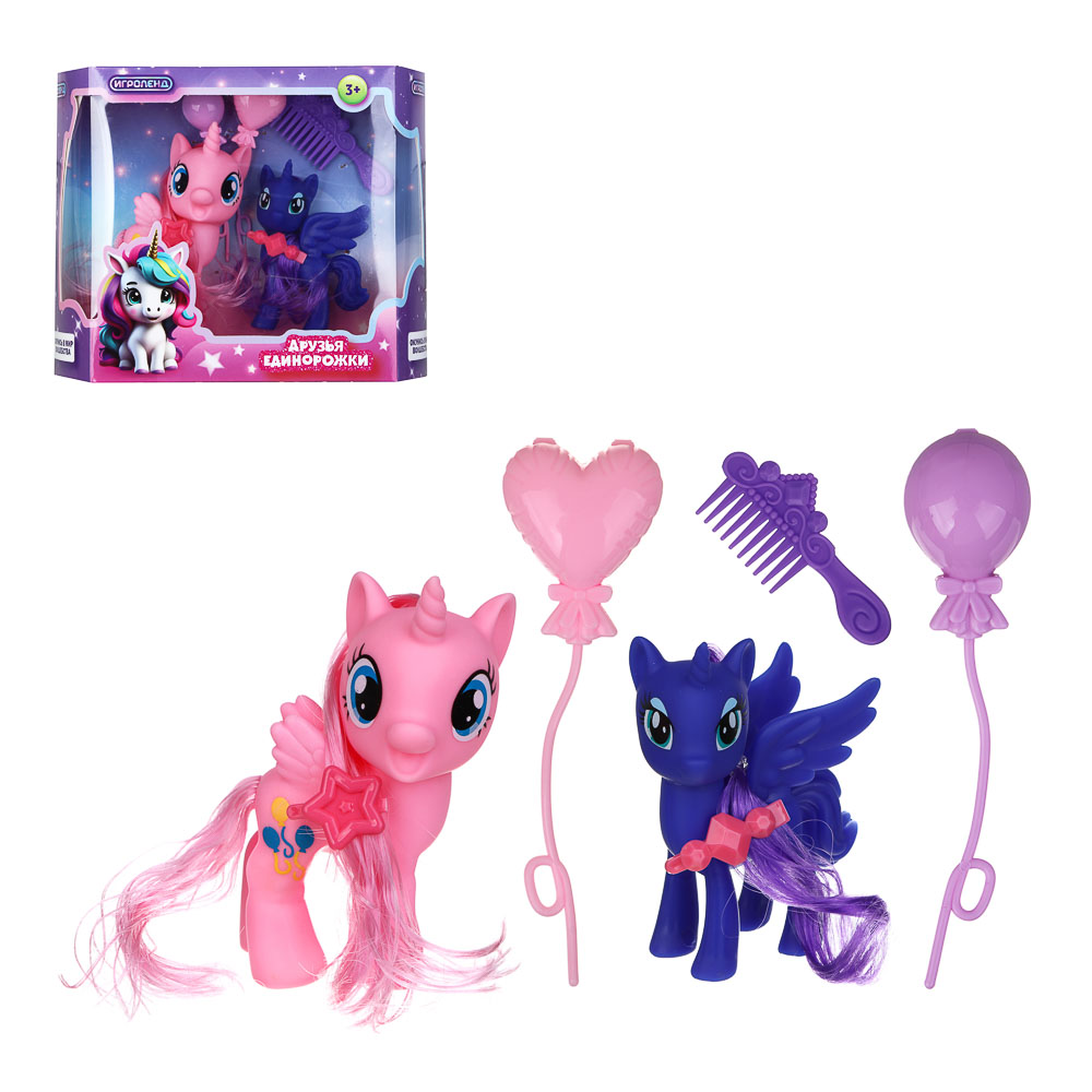 ИГРОЛЕНД Фигурки с аксессуарами "Друзья единорожки" PVC, PP, 21х6х17 см, арт.№ 258-064