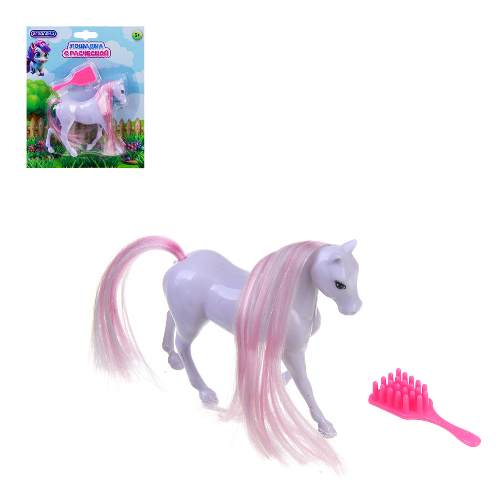 ИГРОЛЕНД Лошадка с расческой, ABS,PP, 13,5х3,5х16 см, 3 цвета, арт.№ 258-065