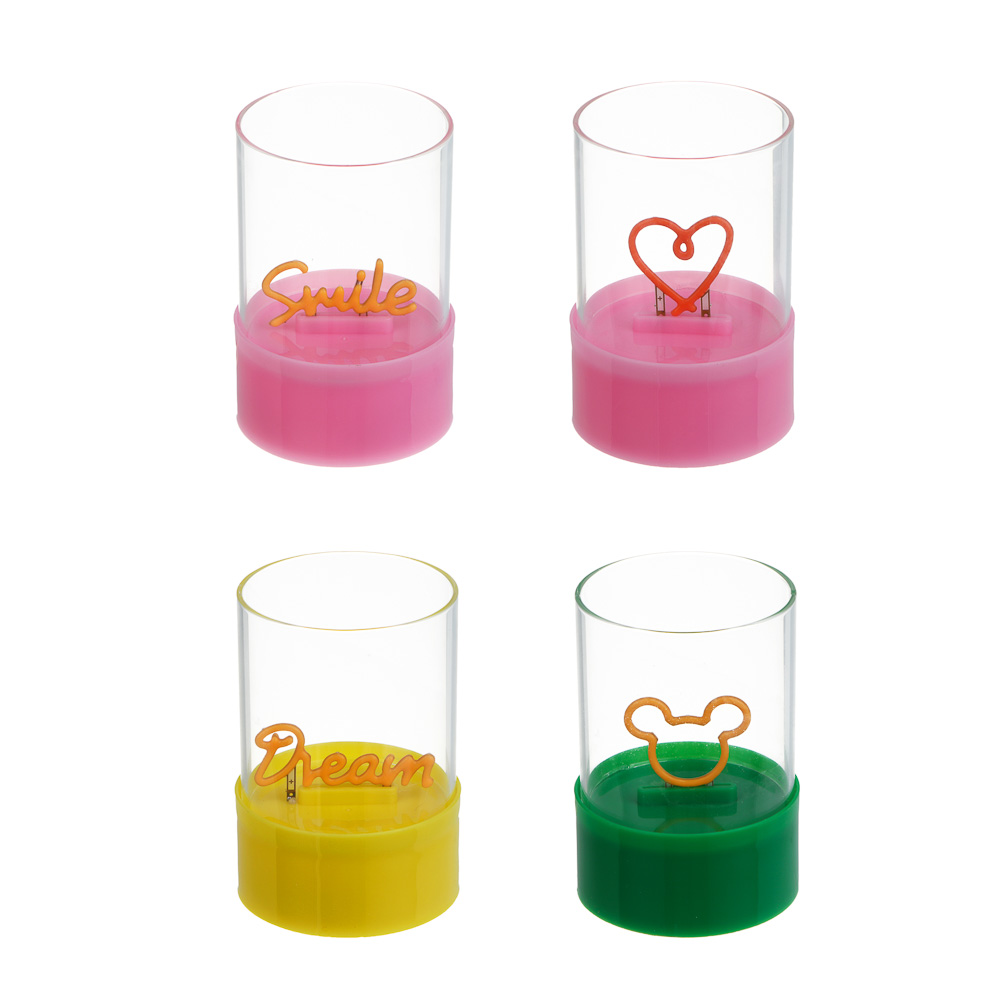 Светильник декоративный, 7х7х10 см, 3хААА, стекло, пластик, 4 дизайна, арт.№ 695-211