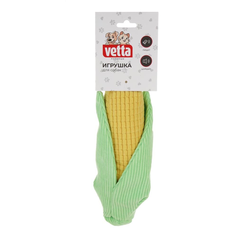 Игрушка для собак тм VETTA, мягкая с пищалкой, кукуруза, 22x5,5 см, арт.№ 273-565