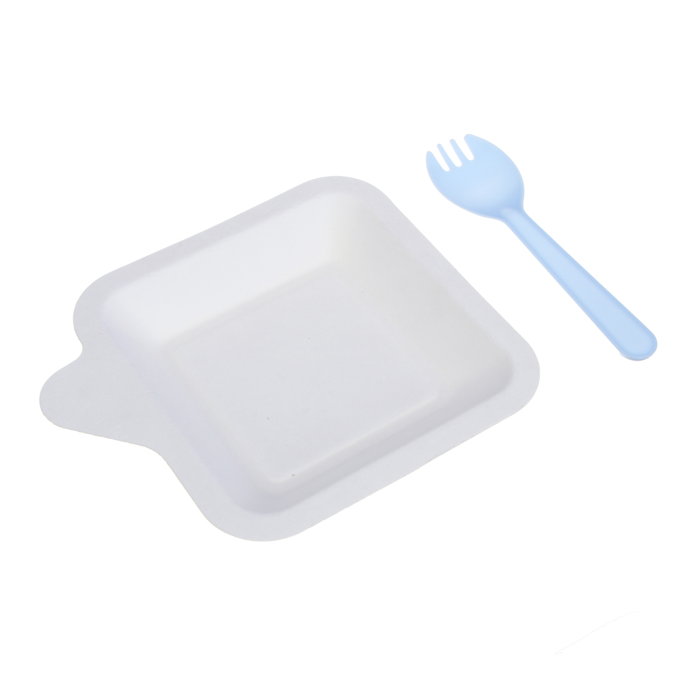 Набор посуды одноразовой, 11x13см, картон, пластик, 10 вилок-ложек, 10 тарелок, арт.№ 530-372