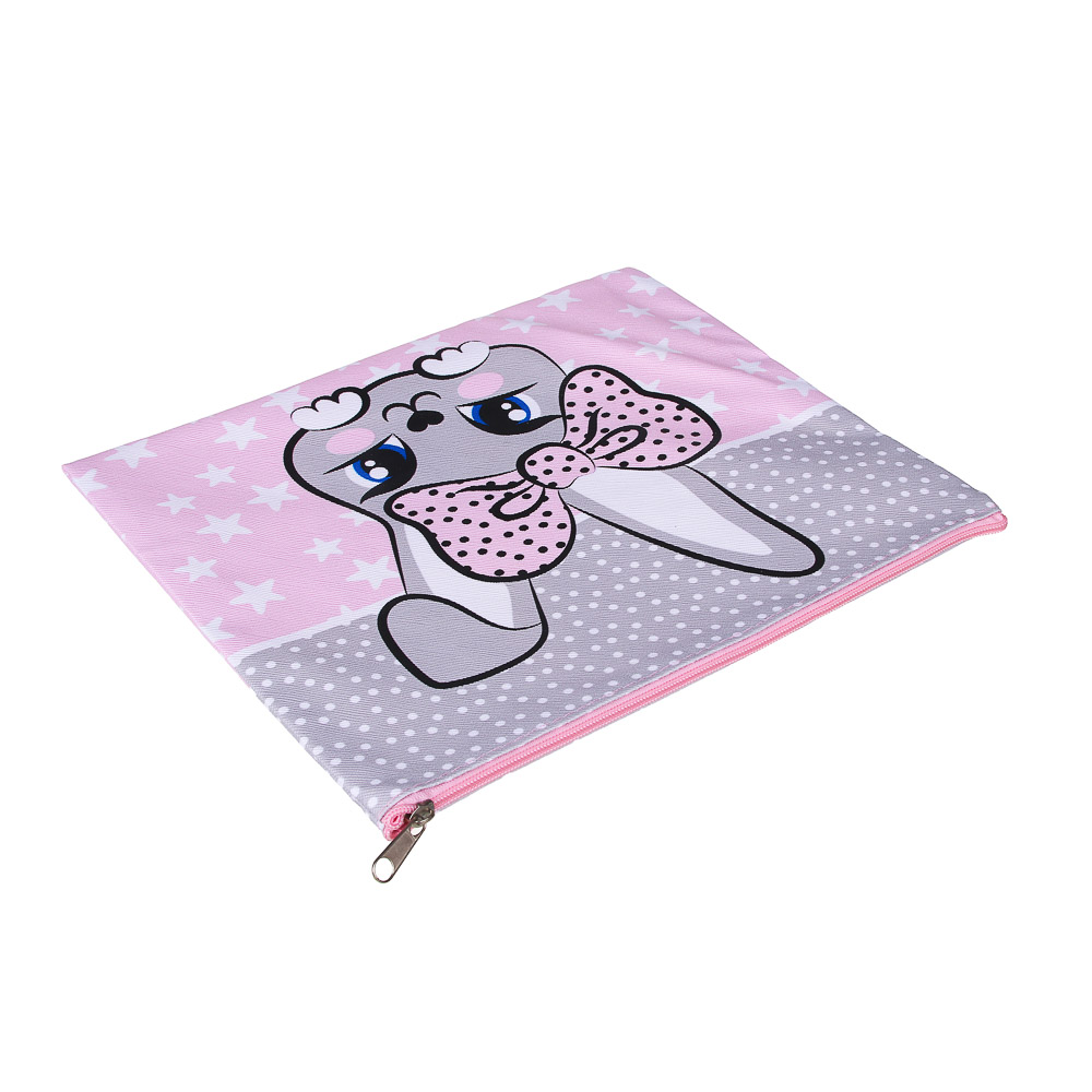 ЗАЙЧИК Папка для тетрадей 24x20см, для A5, молния сверху, искусственная кожа с печатью, арт.№ 236-078