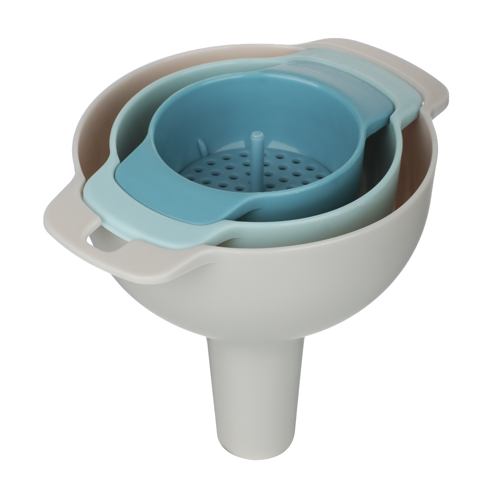 Набор воронок с фильтром, 4 пр. (воронка 8,5x8см/10x9см/12,5x10см, фильтр 4,5см) РР, арт.№ 886-083